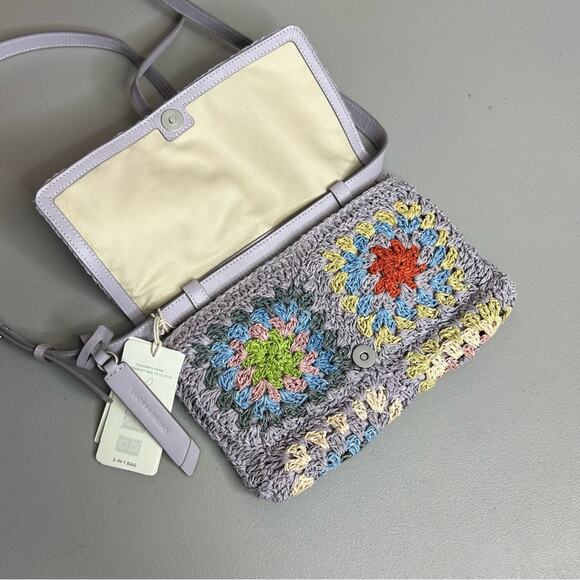 Lucky Brand Boho Straw Floral Crossbody Bag Purse Pink Orange Blue Yellow NWT - Picture 8 of 9